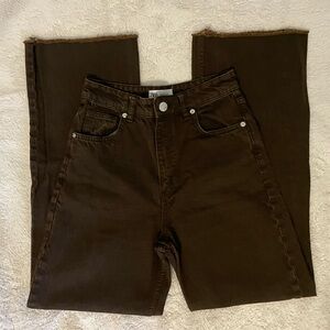 Zara Chocolate Brown Raw Hem Jeans